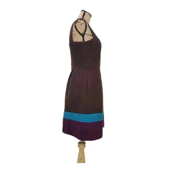 VINTAGE EPANOUIR WOOL JUMPER DRESS, Brown/ Blue, EUR WOMEN'S 38 (Small) - Picture 4 of 9